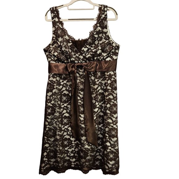 Coldwater Creek Dresses & Skirts - Coldwater creek dress womens12 black lace overlay blue satin lining feminine